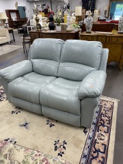 Otherworldly Blue Leather Loveseat