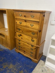 Wood 6 Drawer Tallboy Dresser