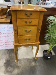 Standing Forest Green Velvet Lined Jewelry Armoire