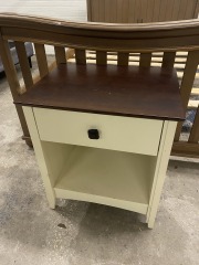 Dark Wood Look Beige Nightstand