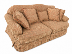 Traditional Damask Upholstered Small Sofa
