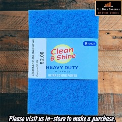 CLEAN AND SHINE HEAVY DUTY SCOUR PADS 6PK