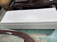 White leather long ottoman