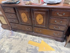 Walnut Finish 9 Drawer Dresser w\/inlay doors