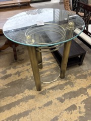 Brass & Glass High Top Bistro Table W\/ bar stool