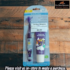 BRUSH BUDDIES PURPLE TOOTHBRUSH AND PASTE SET COMPARE $3.99