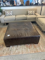 Large Leather Square Ottoman