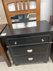 3 Drawer Black Nightstand