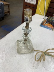 Vintage Glass Lamp Gold Accents