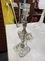 Vintage Glass Lamp Silver Accents