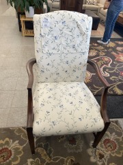 Floral\/Wood Side Chair