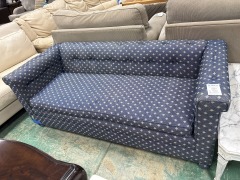 Vintage Blue Geometric pattern Tufted BackSofa
