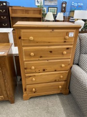 Solid Pine 5 Drawer Dresser