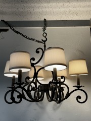 Y2K Boho Bronze Shaded 6 Light Chandelier