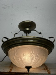 Floral Antiqued Gold Semi Flush Mount Light Fixture