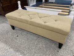 Tan Upholstered Storage Bench