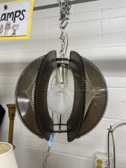 Vintage Mid Century Lucite String Sphere Hanging Lamp