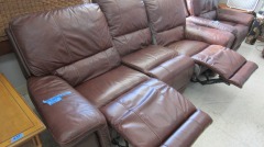 Double Leather Manual Recliner Sofa