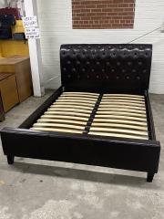 Queen Tufted Faux Leather Bed Frame
