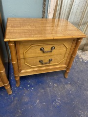 Vintage Broyhill Faux Bamboo 2 Drawer Nightstand