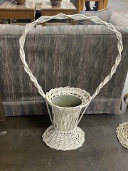 Small White Wicker Floral Arrangement