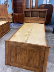 Twin Platform Storage Bed with Bookshelf Headboard