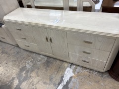Blonde Art Deco Dresser with Mirror