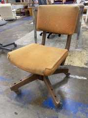 Vintage Burnt Orange Wood Office Chair