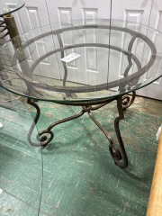 Round Glass Top Table\/metal base