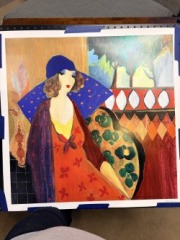 Online: D-Itzchak Tarkay, Indigo Chapeau, Print Art