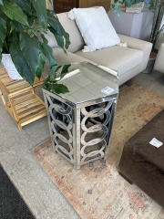 Mirrored Hex Side Table