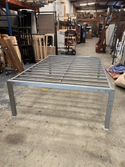 Tall Grey Metal Full Platform Bed Frame