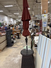 Patio umbrella with resin wicker stand