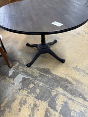 ROund wood Dining Rm Table with black iron base