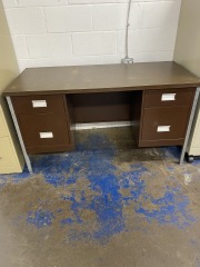 Retro Brown & Chrome Wood Look Desk