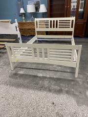 Modern Mission Style Cream Queen Bed Frame