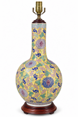 Chinese Yellow-Ground Underglaze Lamp