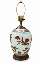 Chinese Off-White Foliage Motif Table Lamp