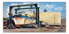 Rosalind Nordli Boat Yard Oil Painting