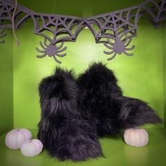 Fuzzy Black Boots Size 9W\/7.5M