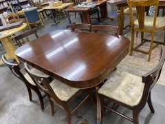 Dark Wood Dining Table with Leaf & 6 Chairs