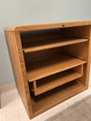 Oak TV Stand w\/Rolling Shelves