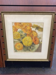 Cheerful Marigolds Vintage Original Watercolor