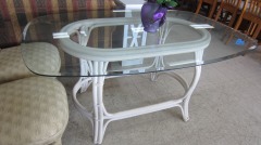 Beveled Glass Top & Rattan Table