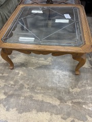 Oak Frame Glass Coffee Table