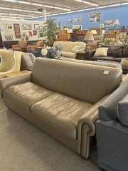 Tan Leather 2 Seat Sofa