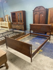 Vintage Full Wooden Sleigh Bed (For Restoration)