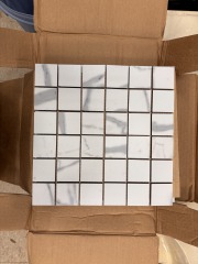 White Gray Marble-Look Mosiac Tile
