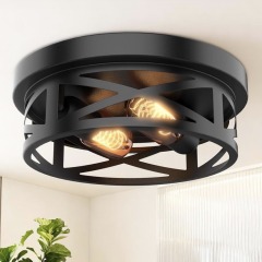Modern Farmhouse Matte Black Flush Mount Light Fixture