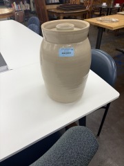 Anitque 3 Gallon Glazed Butter Churn With Lid